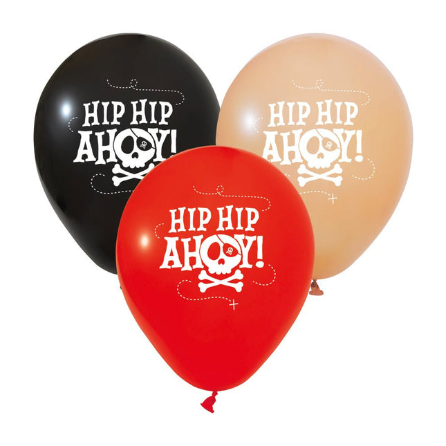 Piraat Ballonnen Hip Hip Ahoy 30cm 6st van WeFiesta koop je bij Partywinkel