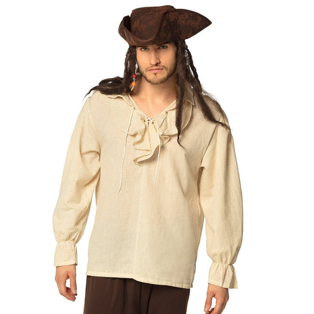 Piraat Blouse Heren Beige van Boland koop je bij Partywinkel