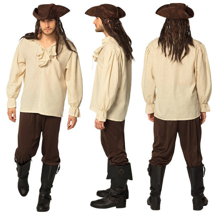 Piraat Blouse Heren Beige van Boland koop je bij Partywinkel
