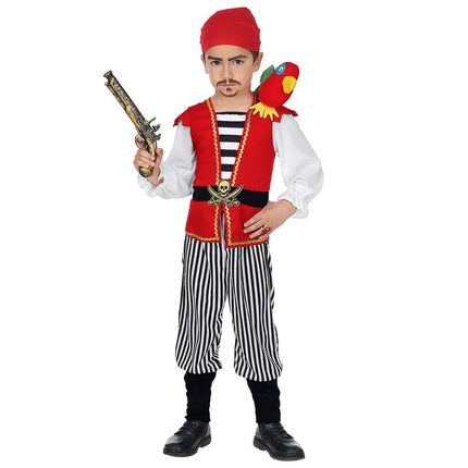 Piraat Kostuum Zwart Rood Jongen Gestreept van Widmann koop je bij Partywinkel