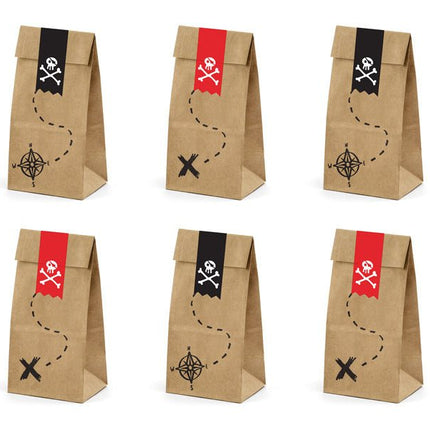 Piraten Uitdeelzakjes 18cm 6st van Partydeco koop je bij Partywinkel