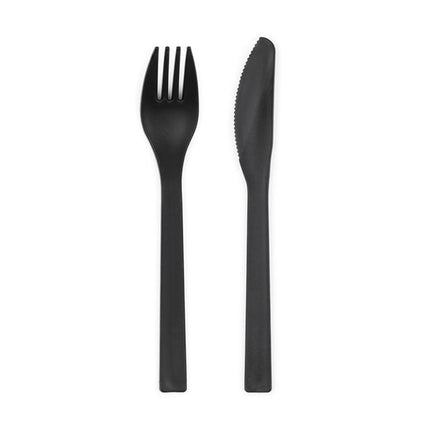 Plastic bestek, 18–18,5 cm, zwart van Partydeco koop je bij Partywinkel