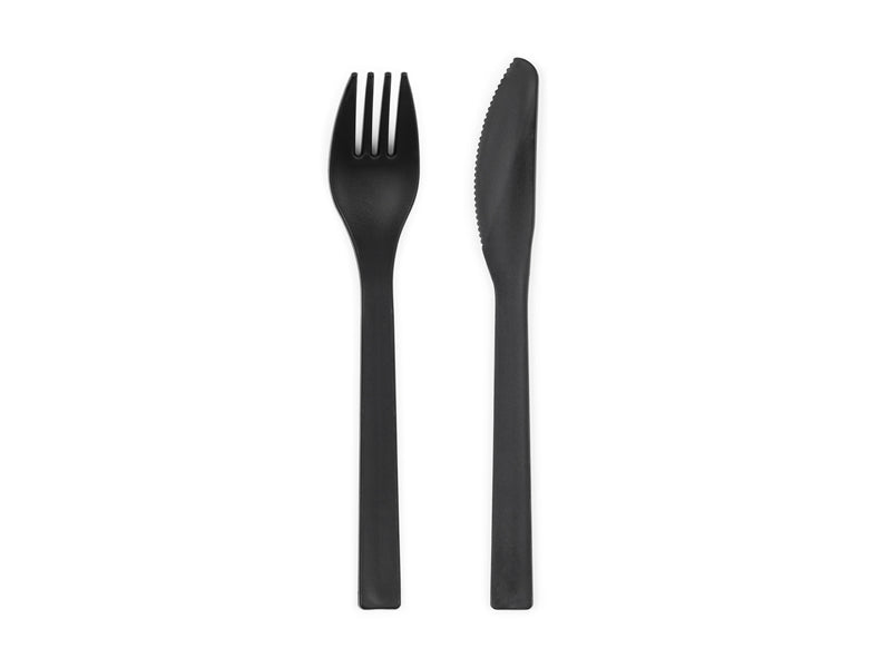 Plastic bestek, 18–18,5 cm, zwart van Partydeco koop je bij Partywinkel