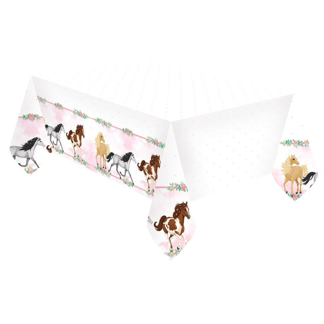 Plastic Tafelkleed Paarden 1,8m van Riethmueller koop je bij Partywinkel