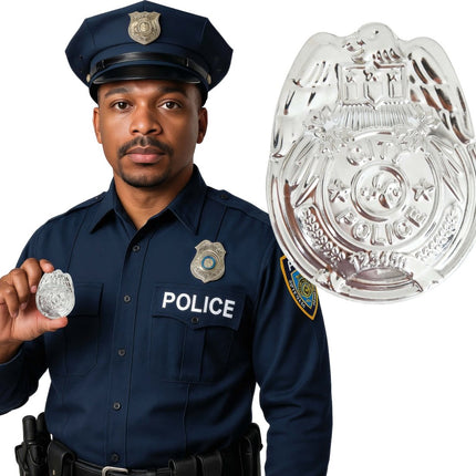 Politie Badge Zilver 7cm van Fiestas Guirca koop je bij Partywinkel