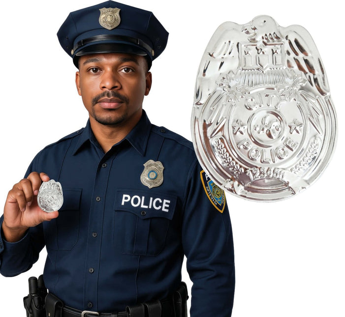 Politie Badge Zilver 7cm van Fiestas Guirca koop je bij Partywinkel