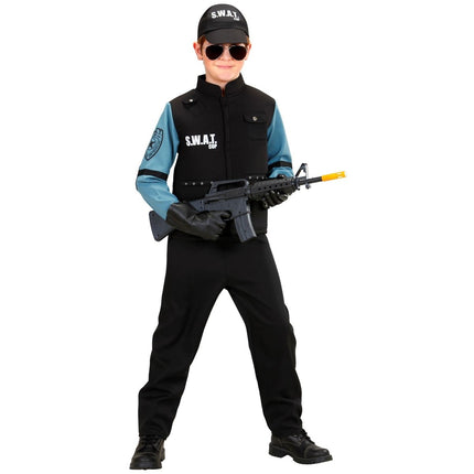 Politie Kostuum Zwart Blauw Jongen van Widmann koop je bij Partywinkel