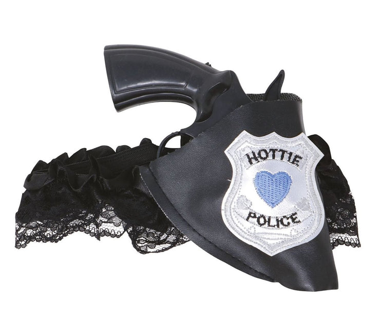 Politie Kousenband met Nep Geweer en Holster van Fiestas Guirca koop je bij Partywinkel