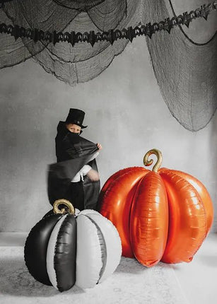 Pompoen Ballon Zwart Wit Leeg 58cm van Partydeco koop je bij Partywinkel