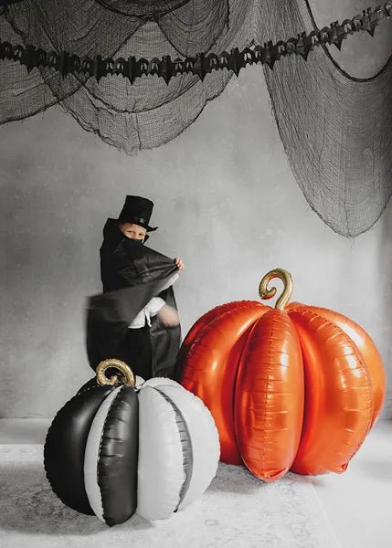 Pompoen Helium Ballon Zwart Wit Leeg 39cm van Partydeco koop je bij Partywinkel
