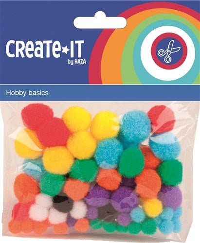 Pompoms 78st van Haza Witbaard koop je bij Partywinkel
