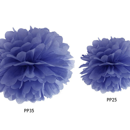 Pompon Blauw 25cm van Partydeco koop je bij Partywinkel