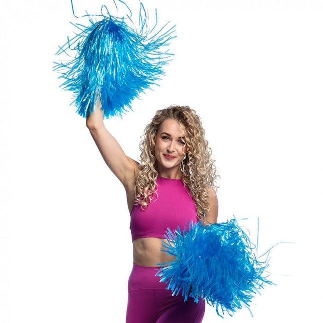 Pompon Blauw 46cm van Boland koop je bij Partywinkel