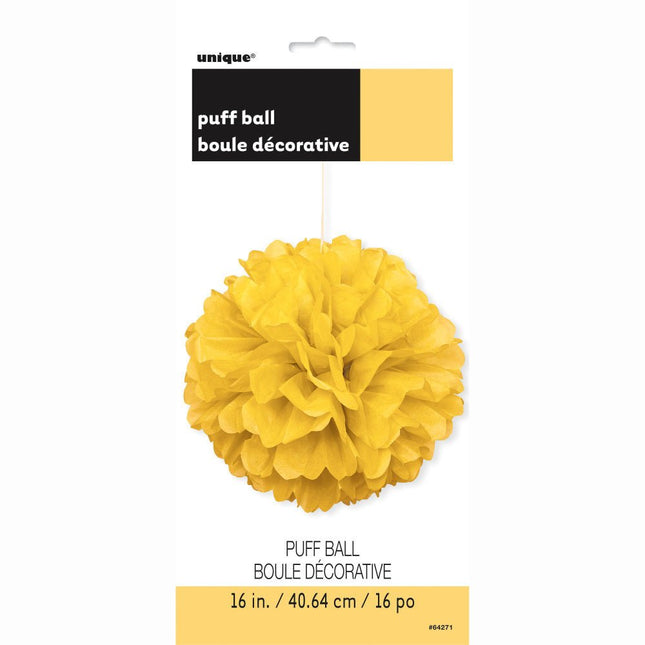 Pompon Geel 40cm van Unique koop je bij Partywinkel