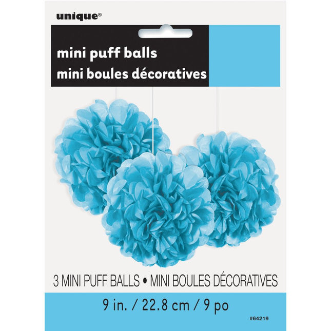 Pompon Lichtblauw 20cm 3st van Unique koop je bij Partywinkel