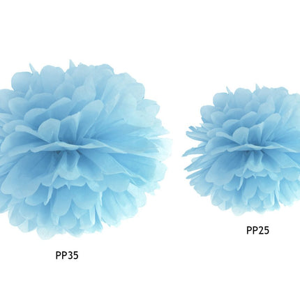 Pompon Lichtblauw 35cm van Partydeco koop je bij Partywinkel