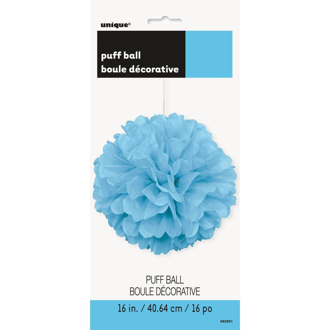 Pompon Lichtblauw 40cm van Unique koop je bij Partywinkel