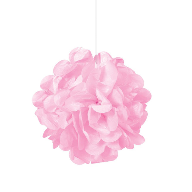 Pompon Lichtroze 20cm 3st van Unique koop je bij Partywinkel