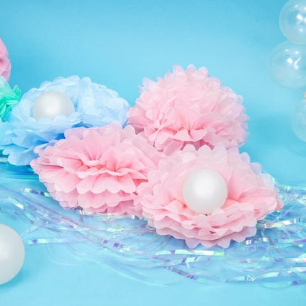 Pompon Lichtroze 25cm van Partydeco koop je bij Partywinkel