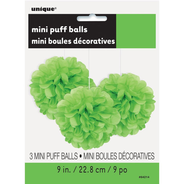 Pompon Lime Groen 20cm 3st van Unique koop je bij Partywinkel