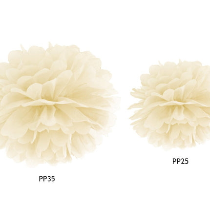 Pompon Vanille Creme 25cm van Partydeco koop je bij Partywinkel