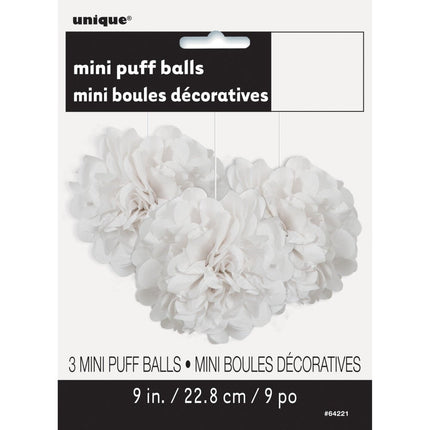 Pompon Wit 20cm 3st van Unique koop je bij Partywinkel