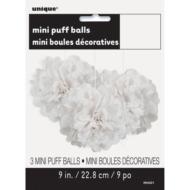 Pompon Wit 20cm 3st van Unique koop je bij Partywinkel