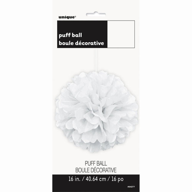Pompon Wit 40cm van Unique koop je bij Partywinkel