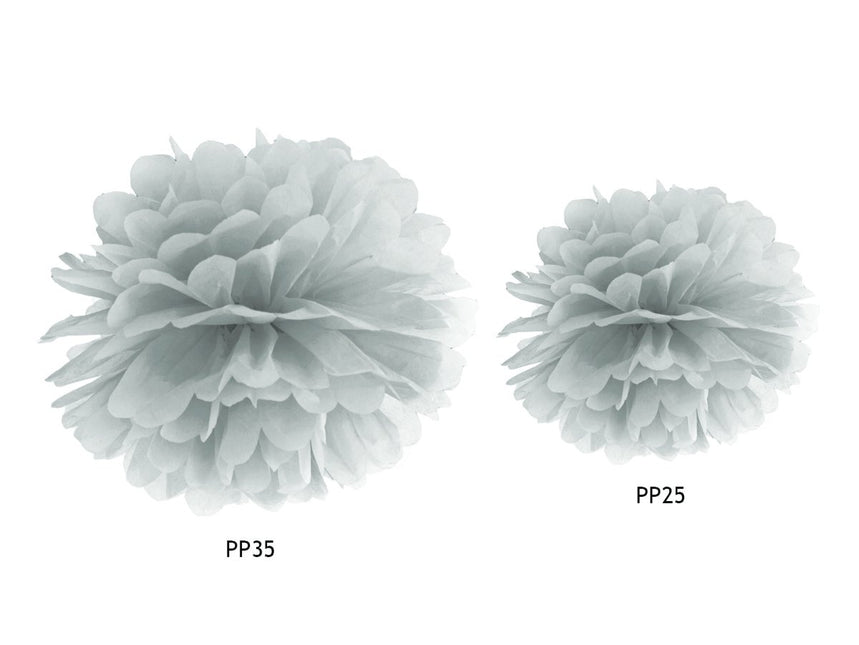 Pompon Zilver 25cm van Partydeco koop je bij Partywinkel