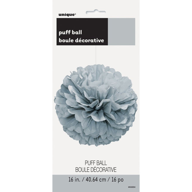 Pompon Zilver 40cm van Unique koop je bij Partywinkel