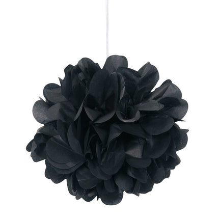 Pompon Zwart 20cm 3st van Unique koop je bij Partywinkel