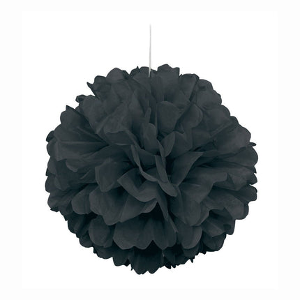 Pompon Zwart 40cm van Unique koop je bij Partywinkel