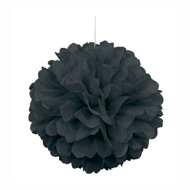 Pompon Zwart 40cm van Unique koop je bij Partywinkel