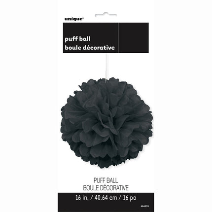 Pompon Zwart 40cm van Unique koop je bij Partywinkel