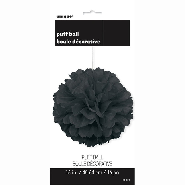 Pompon Zwart 40cm van Unique koop je bij Partywinkel