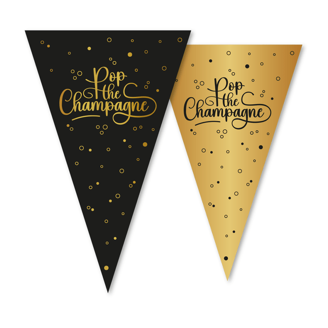 Pop The Champagne Slinger Zwart Goud 10m van WeFiesta koop je bij Partywinkel