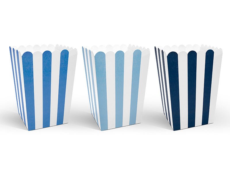 Popcorn Bakjes Blauw Mix 12,5cm 6st van Partydeco koop je bij Partywinkel