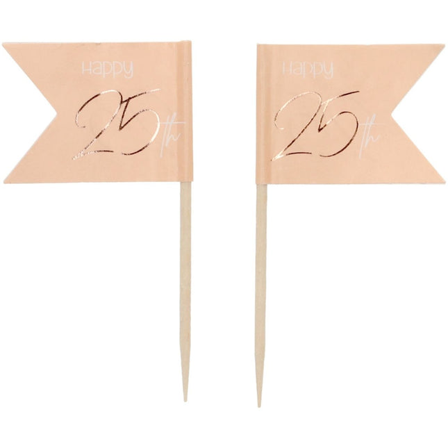 Prikkers 25 Jaar Rose Goud 6,5cm 36st van Folat koop je bij Partywinkel