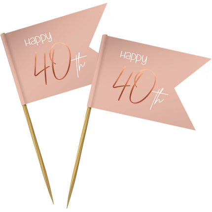 Prikkers 40 Jaar Rose Goud 6,5cm 36st van Folat koop je bij Partywinkel