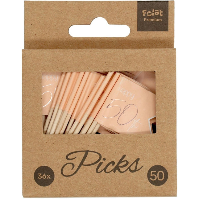 Prikkers 50 Jaar Rose Goud 6,5cm 36st van Folat koop je bij Partywinkel