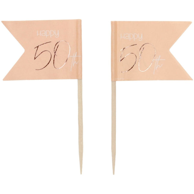 Prikkers 50 Jaar Rose Goud 6,5cm 36st van Folat koop je bij Partywinkel