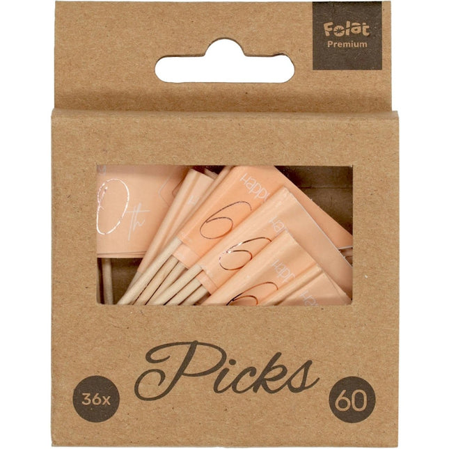 Prikkers 60 Jaar Rose Goud 6,5cm 36st van Folat koop je bij Partywinkel