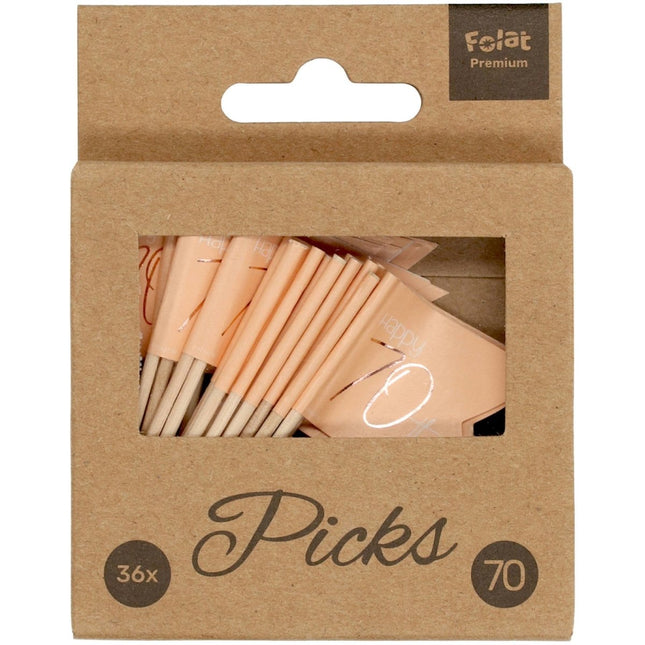 Prikkers 70 Jaar Rose Goud 6,5cm 36st van Folat koop je bij Partywinkel