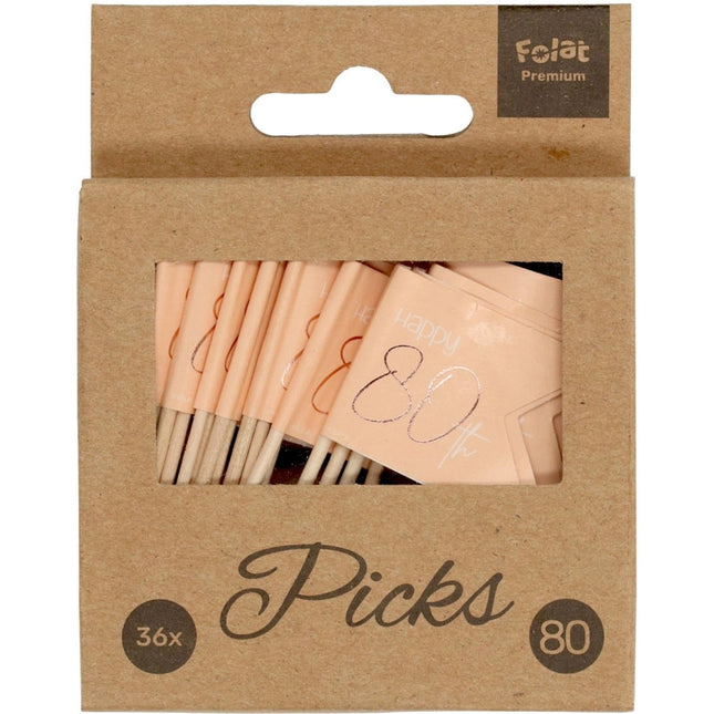 Prikkers 80 Jaar Rose Goud 6,5cm 36st van Folat koop je bij Partywinkel