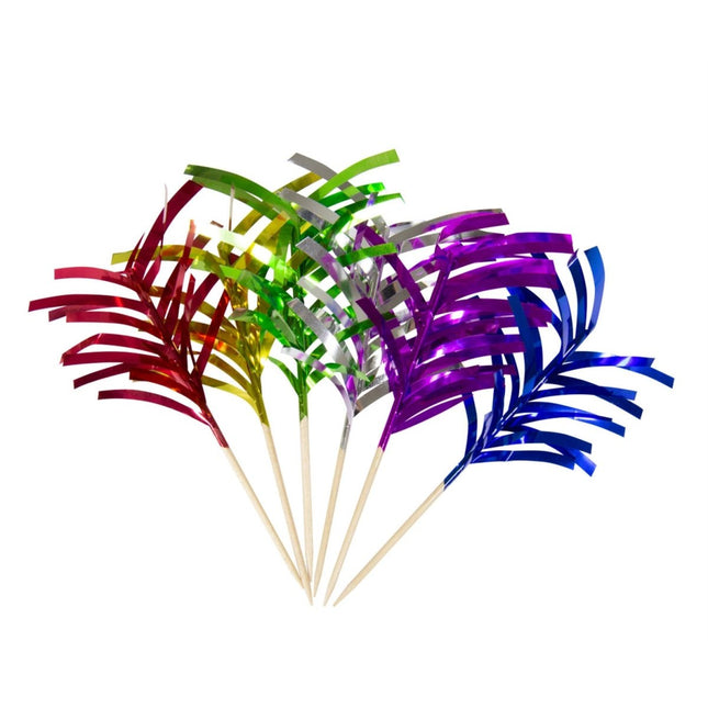 Prikkers Palm Metallic 10cm - 10 stuks van Folat koop je bij Partywinkel