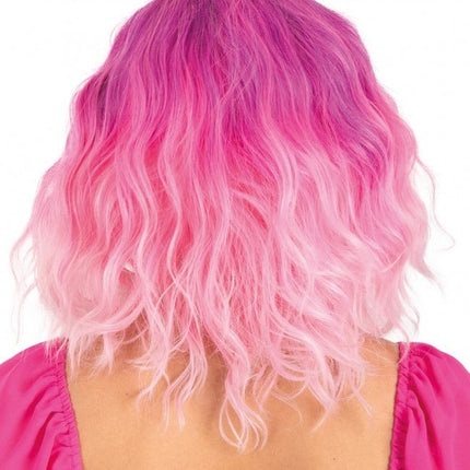 Pruik Alicia Half Lang Met Wave Pink Naar Wit van PartyXplosion koop je bij Partywinkel