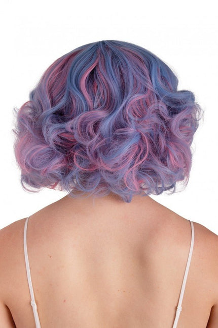 Pruik Arlene Kort Met Krullen Pastel Blauw En Roze van PartyXplosion koop je bij Partywinkel