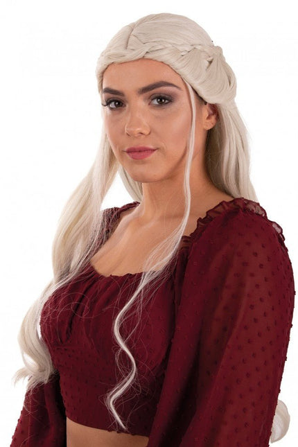 Pruik Dainerys Princess Of Dragonstone Lang Met Vlechten Blond van PartyXplosion koop je bij Partywinkel