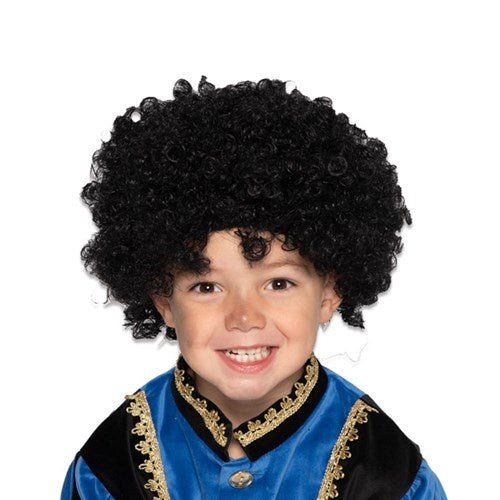 Pruik Junior Pietenpruik Zwart van Haza Witbaard koop je bij Partywinkel
