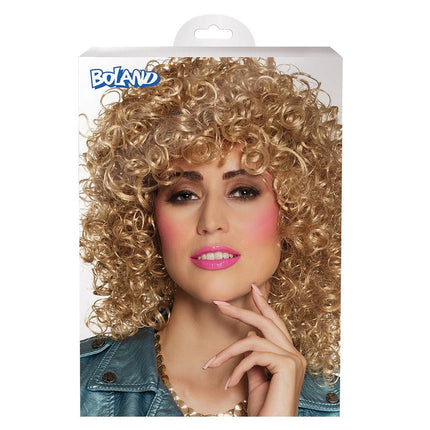 Pruik Kort Haar Krul Blond van Boland koop je bij Partywinkel